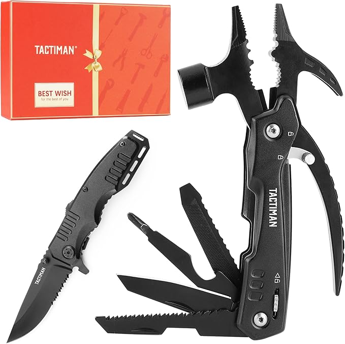 12-in-1 Multitool Hammer with Tactical Knife –
