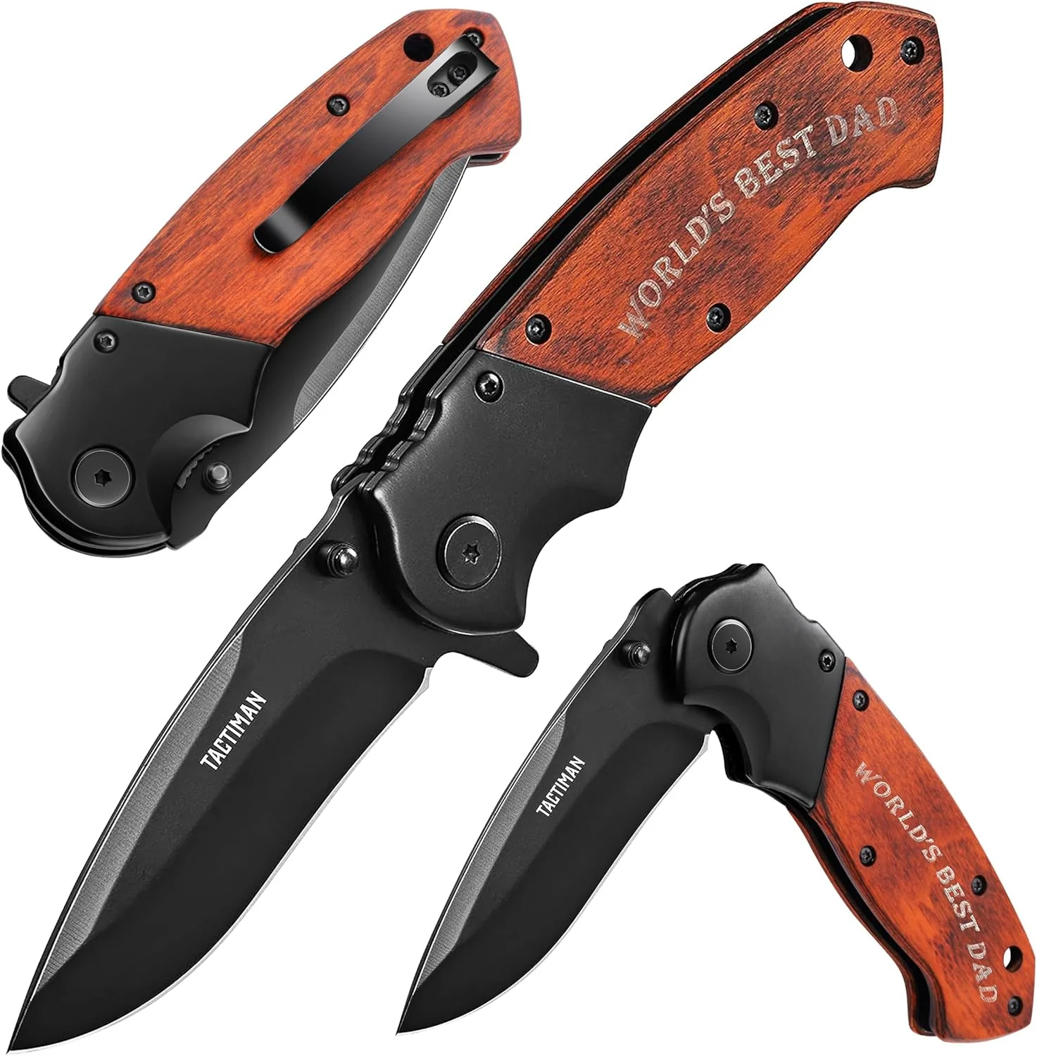 TACTIMAN Pocket Knife for Dad - “WOLRD'S BEST DAD”